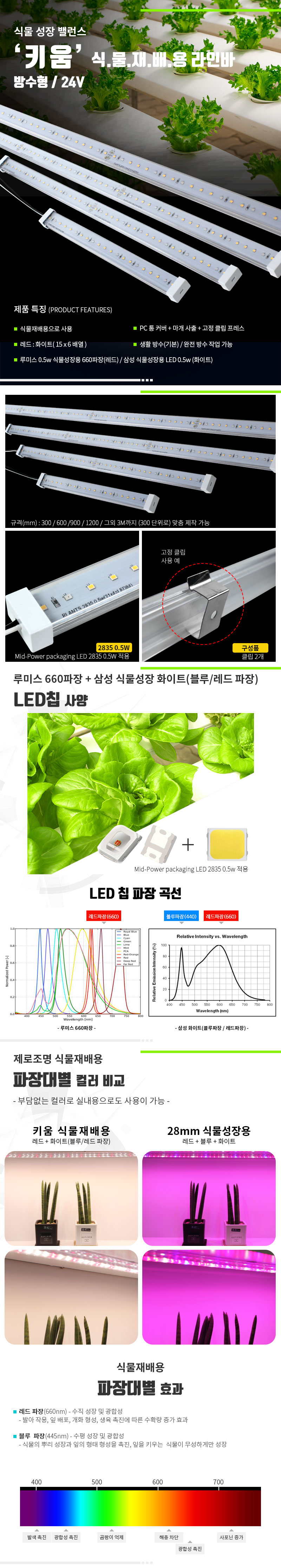 제로조명 키움 식물재배용 LED라인바